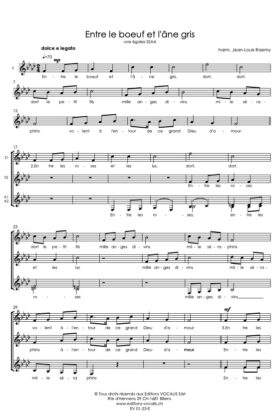Entre le boeuf et l&rsquo;âne gris – Arr. Jean-Louis Raemy