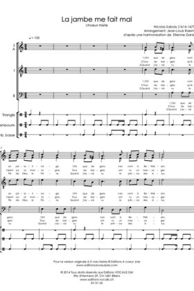 La jambe me fait mal – Arr. – Jean-Louis Raemy