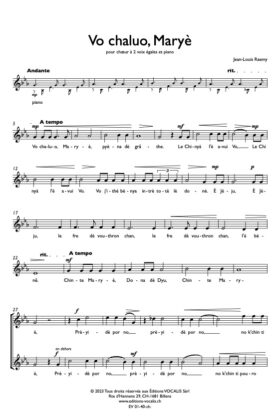 Vo chaluo, Maryè (partition chœur 2 voix égales)-Jean-Louis Raemy
