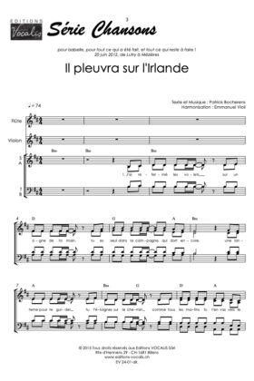 Il pleuvra sur l&rsquo;Irlande (partition de direction) – Patrick Bocherens / Emmanuel Violi