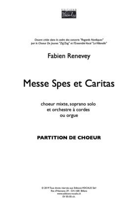 Messe Spes et Caritas (partition de chœur) – Fabien Renevey