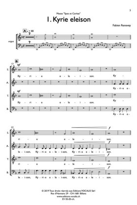 Messe Spes et Caritas (partition de chœur) – Fabien Renevey