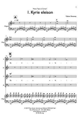 Messe Spes et Caritas (partition de réduction) – Fabien Renevey