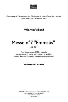 Messe n°7 « Emmaüs » (partition chœur) – Valentin Villard