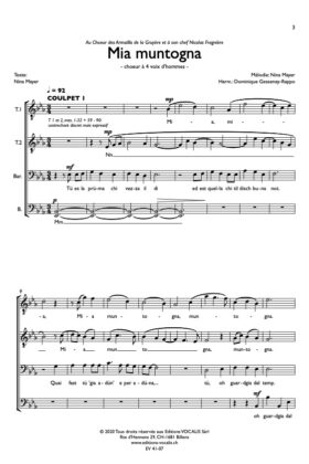 Mia muntogna – Nina Mayer / Arr. Dominique Gesseney-Rappo
