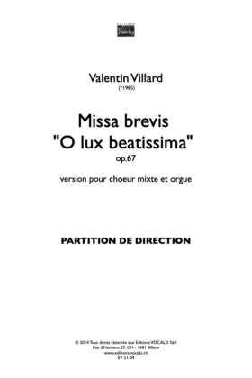 Missa brevis « O lux beatissima » SATB – (partition de direction) – Valentin Villard