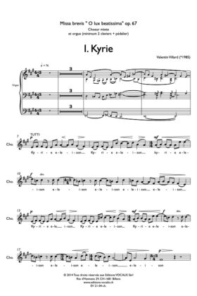 Missa brevis « O lux beatissima » SATB – (partition de chœur) – Valentin Villard