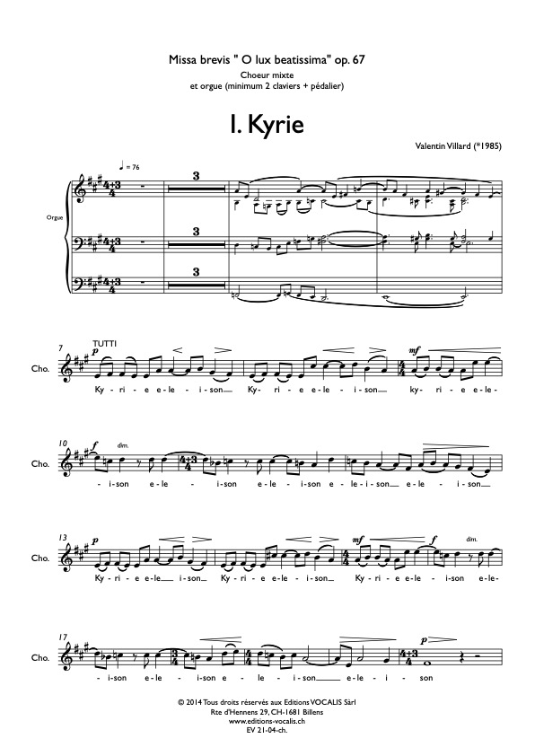 Missa brevis "O lux beatissima" SATB - (partition de chœur) - Valentin Villard – Image 2