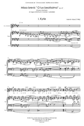 Missa brevis « O lux beatissima » pour voix égales – (partition de direction) – Valentin Villard