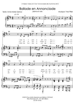 Ballade en Annonciade (partition chœur) – Yves Piller / Anne-Marie Geinoz