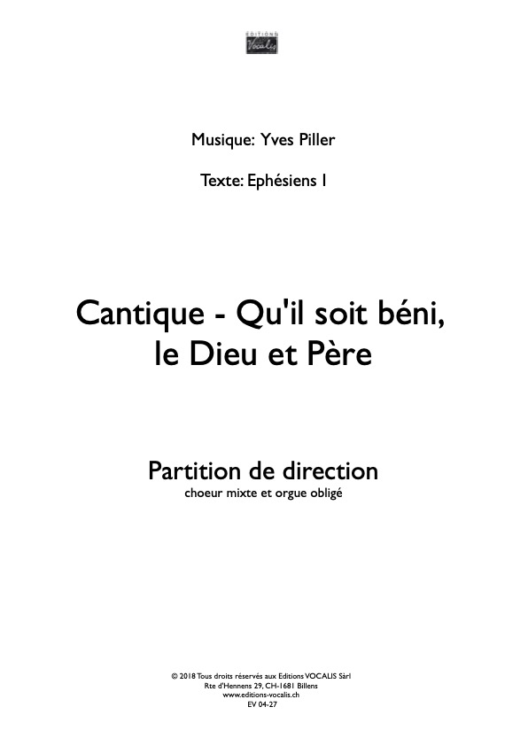 Cantique "Qu'il soit béni, le Dieu et Père" - Yves Piller