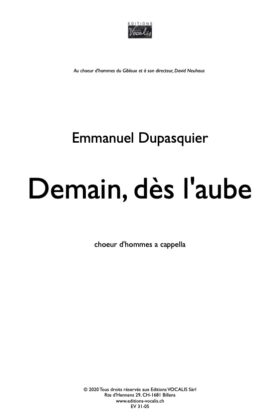 Demain, dès l&rsquo;aube – Emmanuel Dupasquier