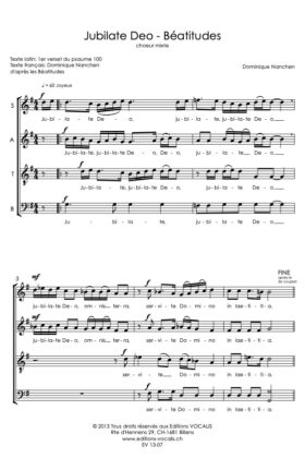 Jubilate Deo – Béatitudes – Dominique Nanchen