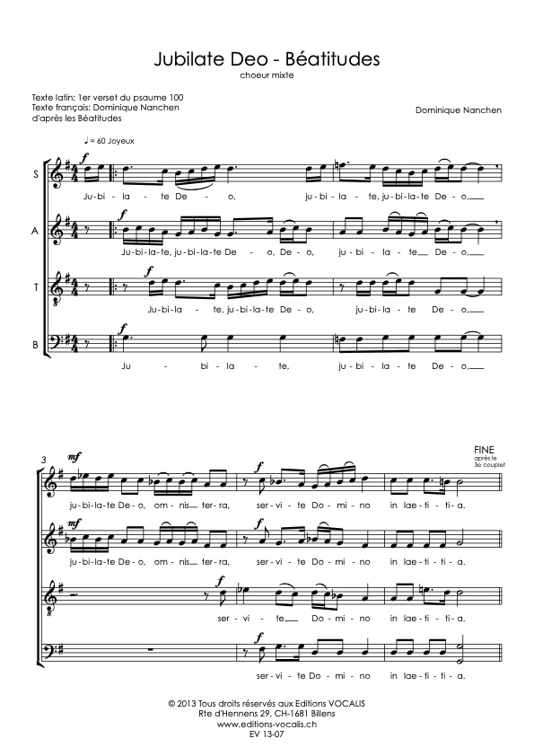 Jubilate Deo - Béatitudes - Dominique Nanchen