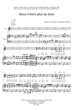 Nous n’irons plus au bois (partition chœur) – Dominique Nanchen