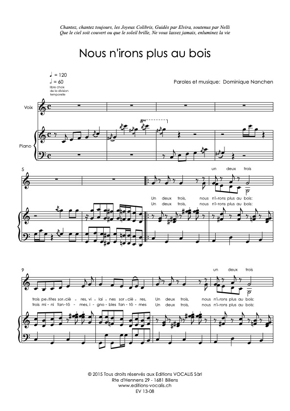 Nous n’irons plus au bois (partition direction) - Dominique Nanchen – Image 2