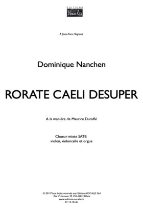 Rorate caeli desuper – Dominique Nanchen (partition de direction)