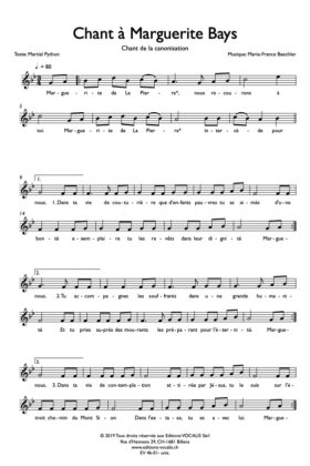 Chant à Marguerite Bays – M.F. Baechler (unisson)
