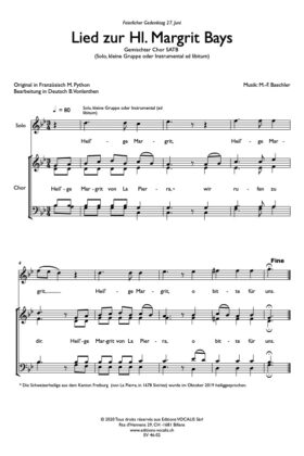 Lied zur Hl Margrit Bays – Marie-France Baechler (chœur mixte)