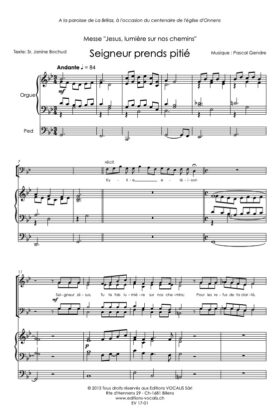 Messe « Jésus, lumière sur nos chemins » – Pascal Gendre (partition de chœur)