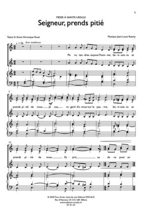 Messe à Sainte-Ursule (partition de chœur et orgue) – Jean-Louis Raemy / Sr Anne-Véronique Rossi