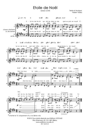 Étoile de Noël – Fabien Volery (chœur à 3 voix égales)