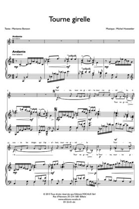 Tourne girelle (partition chœur et piano) – Michel Hostettler
