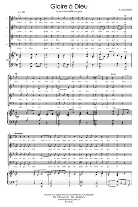 Gloire à Dieu (partition direction) – Arnaud Chevalley