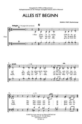 Alles ist Beginn (partition chœur) – Manfred Jungo
