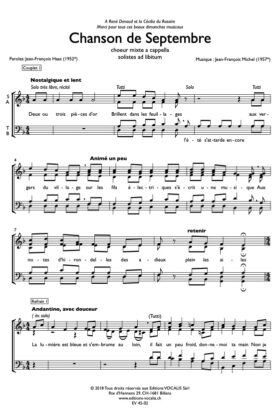 Chanson de septembre – Jean-François Michel / Jean-François Haas