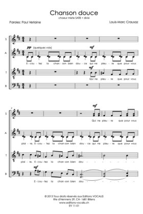Chanson douce – Louis-Marc Crausaz / Paul Verlaine