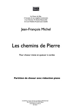 Les chemins de Pierre (partition chœur) – Jean-François Michel / Pierre Schuwey