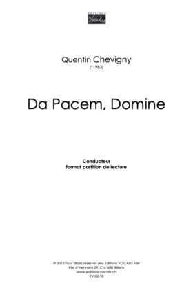 Da pacem, Domine (matériel d&rsquo;orchestre) – Quentin Chevigny