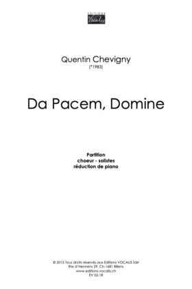 Da pacem, Domine (partition chœur) – Quentin Chevigny