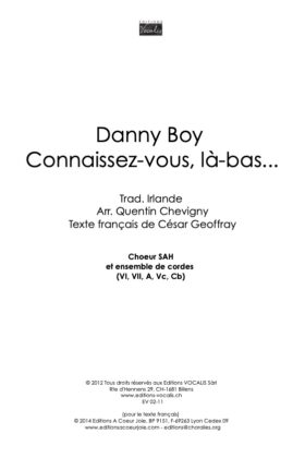 Danny boy – Connaissez-vous là-bas (partition chœur) – Quentin Chevigny