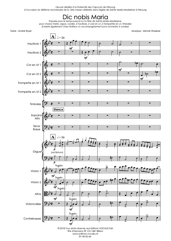 Dic nobis Maria (partition direction) - Michel Waeber / André Ryser