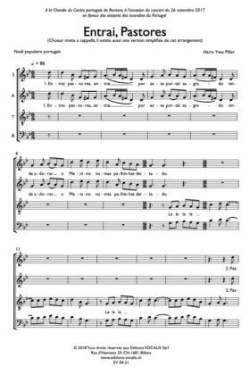Entrai pastores (Noël Portugais) – Arr. Yves Piller