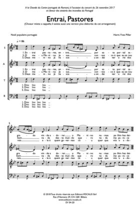 Entrai, Pastores (Noël Portugais) – Arr. Yves Piller