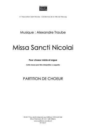 Missa Sancti Nicolai (partition de chœur) – Alexandre Traube