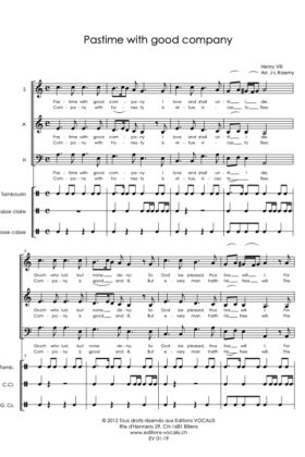 Pastime with good company – Henri VIII / arr. Jean-Louis Raemy