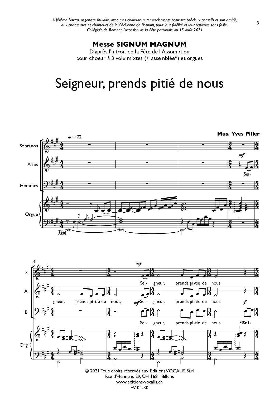 Messe Signum magnum (partition de direction) – Yves Piller