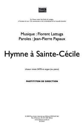 Hymne à Ste-Cécile (partition de direction) – Florent Lattuga / Jean-Pierre Papaux