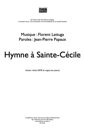 Hymne à Ste-Cécile (partition de chœur) – Florent Lattuga / Jean-Pierre Papaux