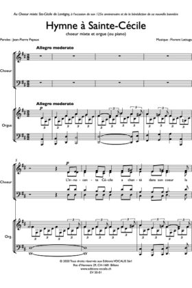 Hymne à Ste-Cécile (partition de direction) – Florent Lattuga / Jean-Pierre Papaux