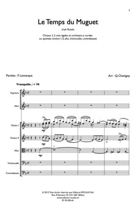 Le temps du muguet (partition direction) – Quentin Chevigny