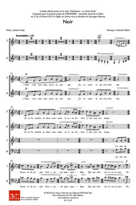 Noir (partition de chœur) - Valentin Villard / Josiane Haas