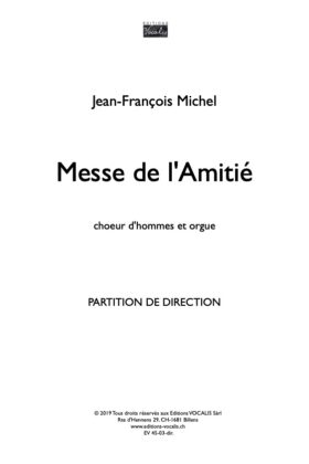 Messe de l&rsquo;amitié (partition de direction) – Jean-François Michel