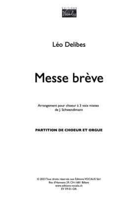 Messe brève (partition de direction) – Léo Delibes / Jörg Schwendimann